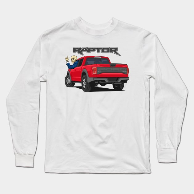 Truck ranger raptor f150 4x4 hand skull metal red Long Sleeve T-Shirt by creative.z